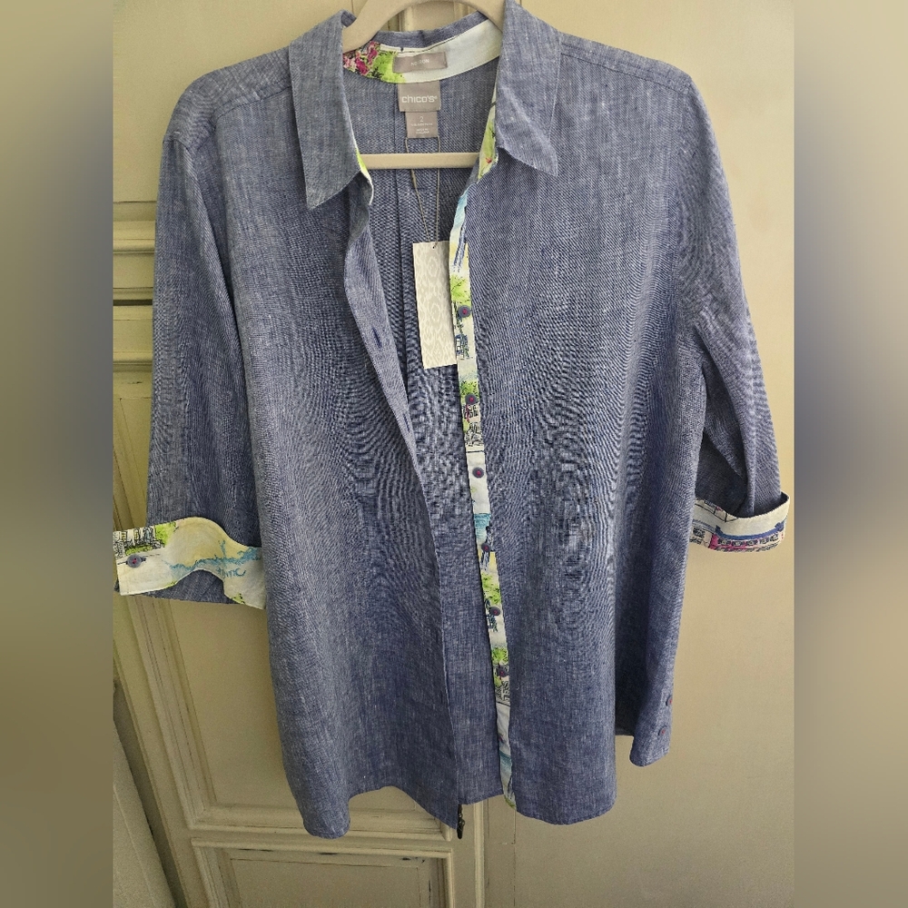 NWT 100% Linen Chicos Shirt/Large
